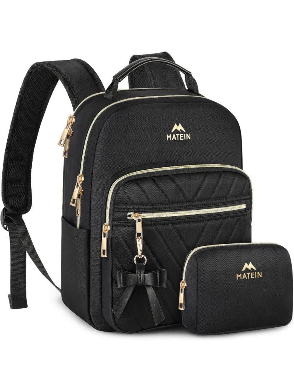 Stylish Mini Backpack Purse for Women, 2-Piece Set, Trendy Daypack, Black